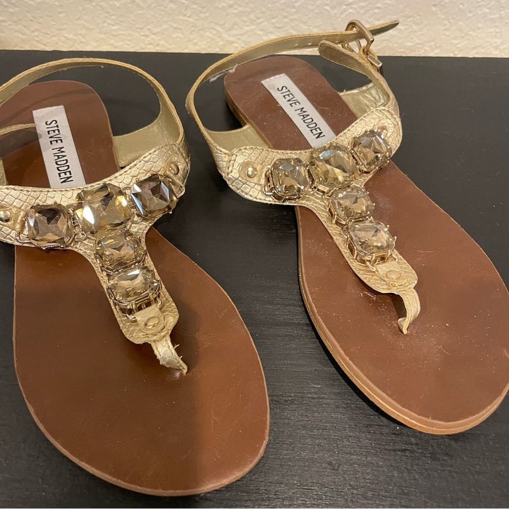 Steve Madden Gold Jeweled Sandals